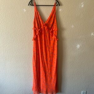 Urban Outfitters Orange Floral Midi Dress